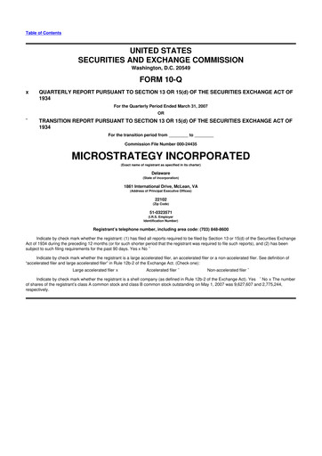 Thumbnail Strategy 
 (MicroStrategy) 10-Q Quarterly Report FY 
