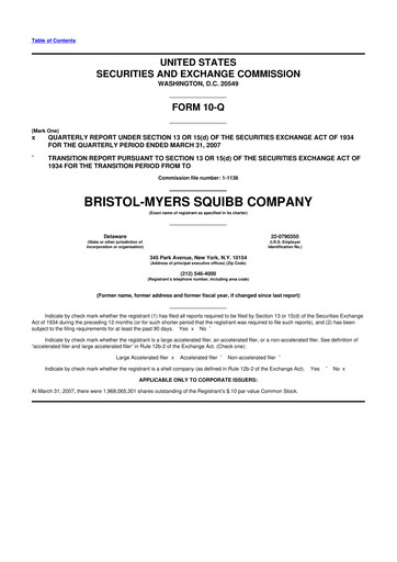 Thumbnail Bristol-Myers Squibb 10-Q Quarterly Report FY 