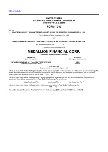 Thumbnail Medallion Financial Corp. 10-Q Quarterly Report FY 