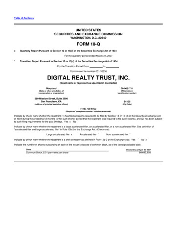 Thumbnail Digital Realty 10-Q Quarterly Report FY 