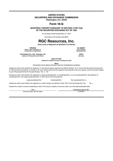 Thumbnail RGC Resources 10-Q Quarterly Report FY 
