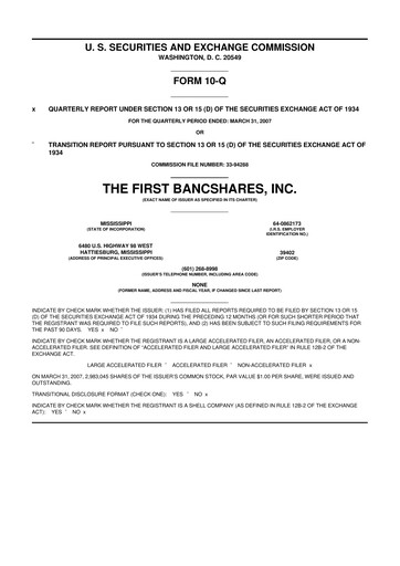 Miniature The First Bancshares 10-Q Rapport trimestriel  
