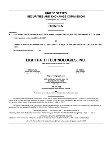Thumbnail LightPath Technologies 10-Q Quarterly Report FY 