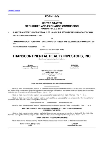 Thumbnail Transcontinental Realty Investors 10-Q Quarterly Report FY 