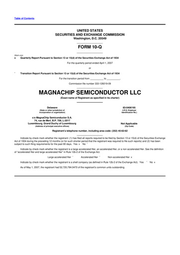 Miniature Magnachip Semiconductor 10-Q Rapport trimestriel  