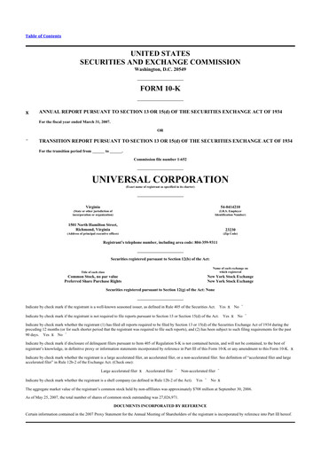 Thumbnail Universal Corporation
 10-K Annual Report 
