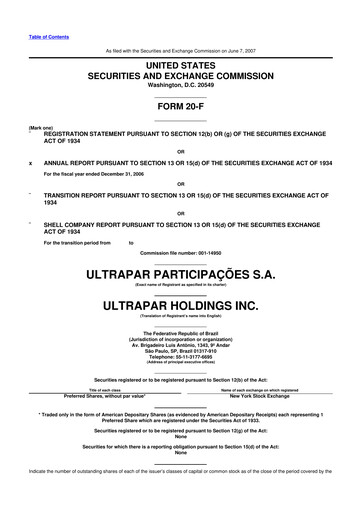 Thumbnail Ultrapar Participacoes 20-F Annual Report 