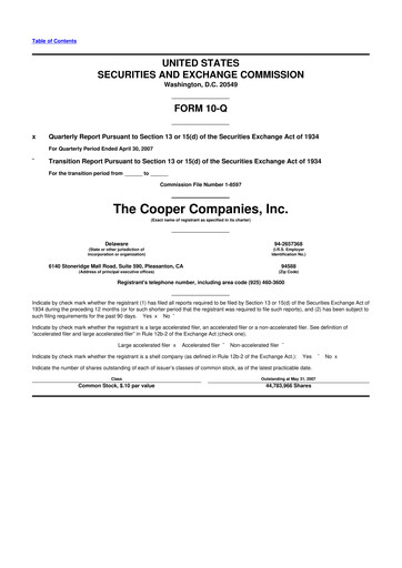 Thumbnail Cooper Companies 10-Q Quarterly Report FY 