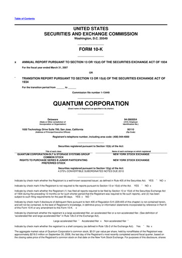 Vorschaubild Quantum Corporation 10-K Jahresbericht 