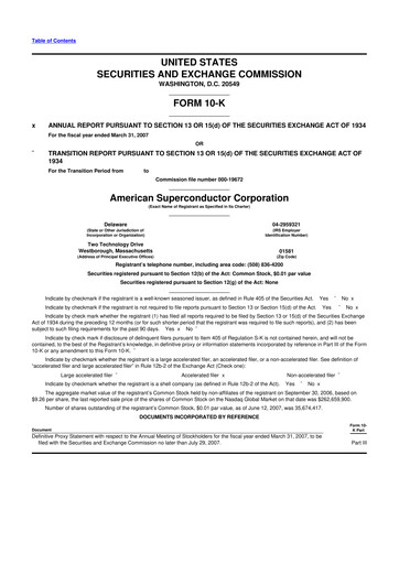 Thumbnail American Superconductor Corporation 10-K Annual Report 