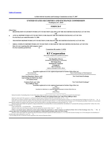 Thumbnail KT Corporation 20-F Annual Report 