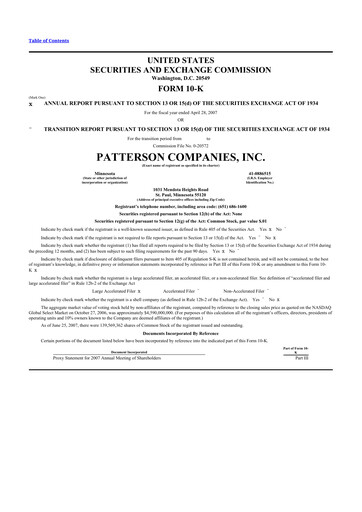 Thumbnail Patterson Companies
 10-K Annual Report 