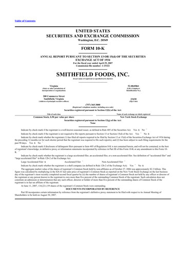 Thumbnail Smithfield Foods 10-K Annual Report 