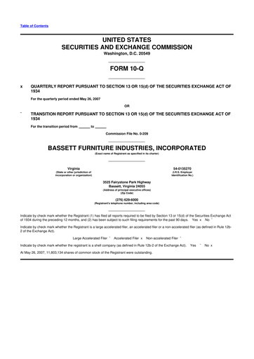 Thumbnail Bassett Furniture 10-Q Quarterly Report FY 