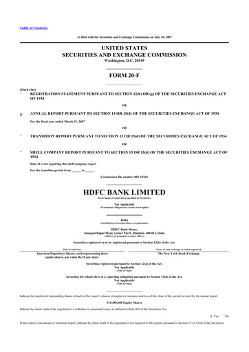 Miniature HDFC Bank 20-F Rapport annuel 