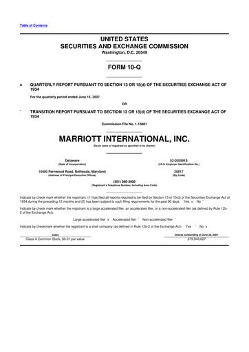 Thumbnail Marriott International 10-Q Quarterly Report FY 