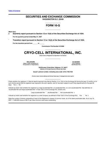 Thumbnail Cryo-Cell International 10-Q Quarterly Report FY 