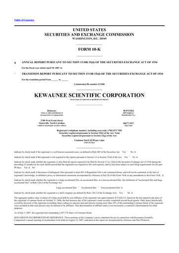 Thumbnail Kewaunee Scientific Corporation 10-K Annual Report 