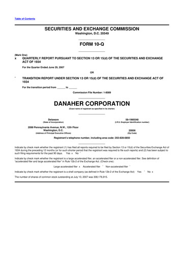 Thumbnail Danaher 10-Q Quarterly Report FY 