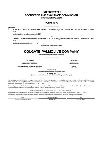 Thumbnail Colgate-Palmolive 10-Q Quarterly Report FY 