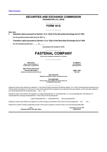 Thumbnail Fastenal 10-Q Quarterly Report FY 