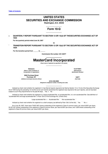 Thumbnail Mastercard 10-Q Quarterly Report FY 