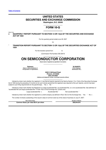 Thumbnail ON Semiconductor 10-Q Quarterly Report FY 