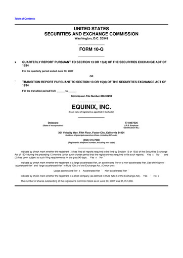 Thumbnail Equinix 10-Q Quarterly Report FY 