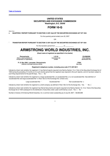 Thumbnail Armstrong World Industries
 10-Q Quarterly Report FY 