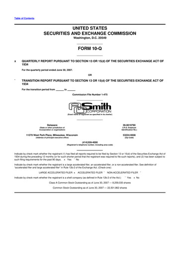Thumbnail A. O. Smith 10-Q Quarterly Report FY 