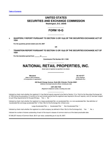 Thumbnail NNN REIT 10-Q Quarterly Report FY 