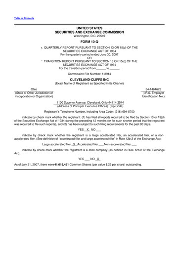 Thumbnail Cleveland-Cliffs 10-Q Quarterly Report FY 