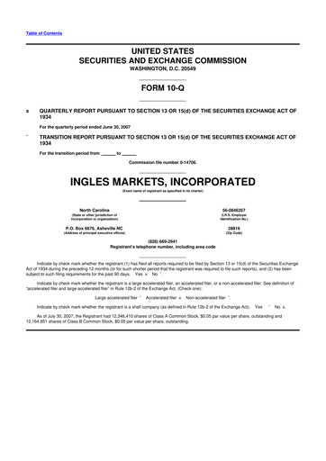 Miniature Ingles Markets 10-Q Rapport trimestriel  