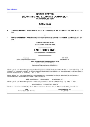 Vorschaubild Entegris 10-Q Quartalsbericht  