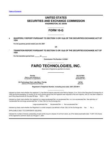 Thumbnail Faro Technologies
 10-Q Quarterly Report FY 