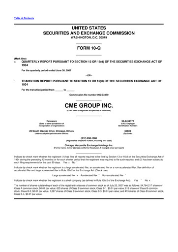 Thumbnail CME Group 10-Q Quarterly Report FY 