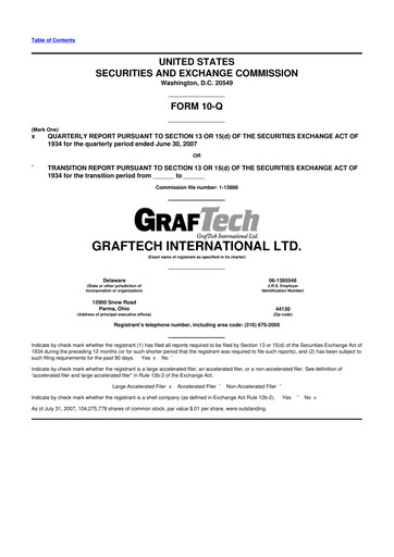 Miniature GrafTech 10-Q Rapport trimestriel  
