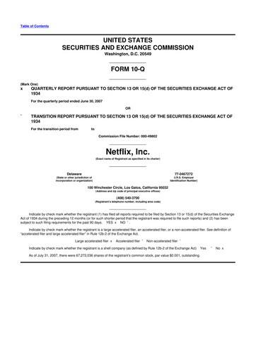 Vorschaubild Netflix 10-Q Quartalsbericht  