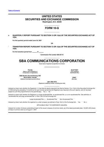 Thumbnail SBA Communications 10-Q Quarterly Report FY 
