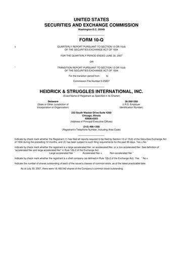 Miniature Heidrick & Struggles

 10-Q Rapport trimestriel  