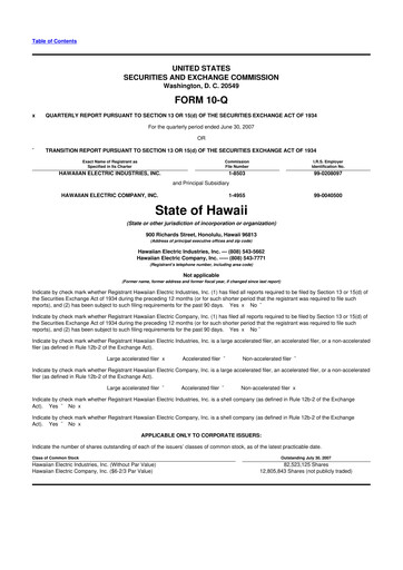 Thumbnail Hawaiian Electric Industries 10-Q Quarterly Report FY 