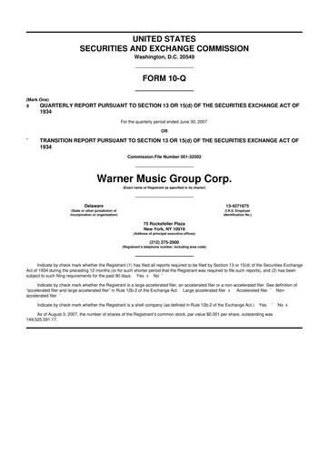 Thumbnail Warner Music Group
 10-Q Quarterly Report FY 