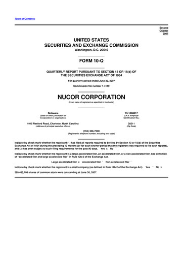 Thumbnail Nucor
 10-Q Quarterly Report FY 