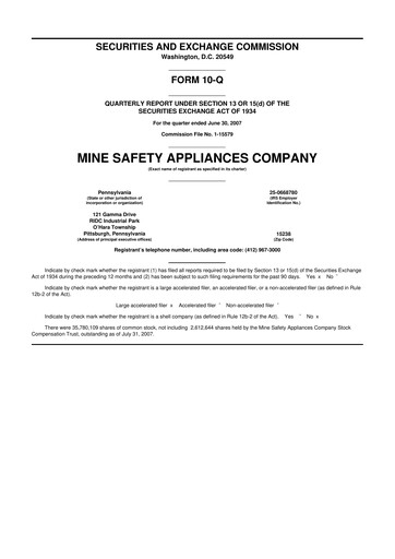 Thumbnail MSA Safety 10-Q Quarterly Report FY 