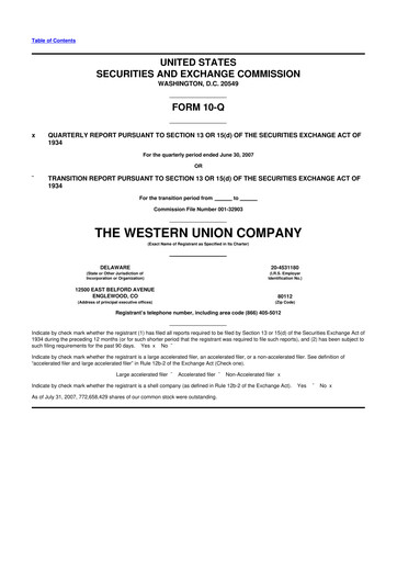 Thumbnail Western Union 10-Q Quarterly Report FY 
