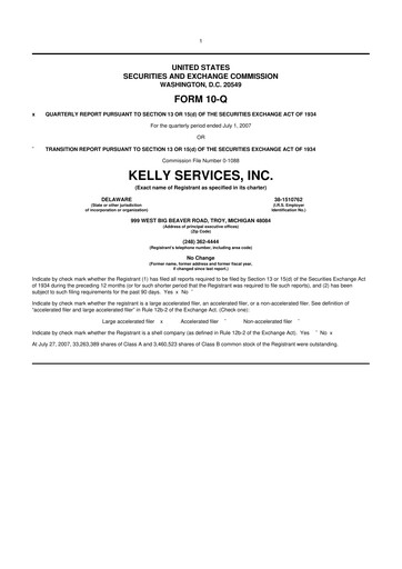 Miniature Kelly Services
 10-Q Rapport trimestriel  