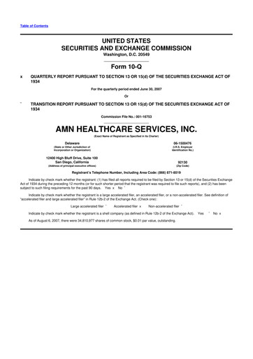 Thumbnail AMN Healthcare Services 10-Q Quarterly Report FY 