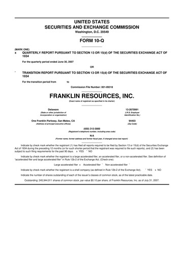 Thumbnail Franklin Resources 10-Q Quarterly Report FY 