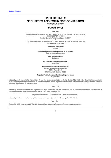 Thumbnail Bank of America  10-Q Quarterly Report FY 