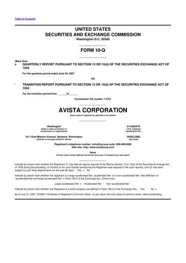 Thumbnail Avista
 10-Q Quarterly Report FY 